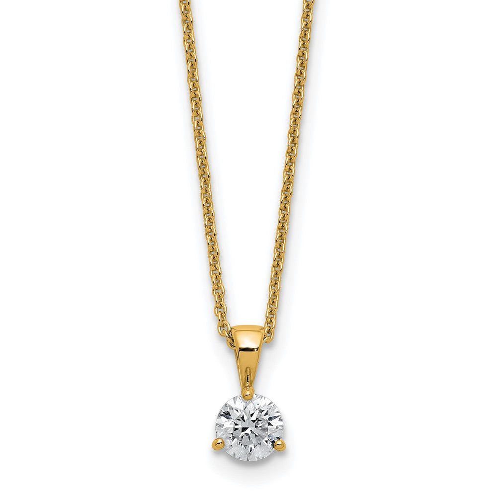 14k 1/2 carat Lab Grown Diamond VS/SI+ G+ Three Prong 18 inch Solitare Pendant Necklace
