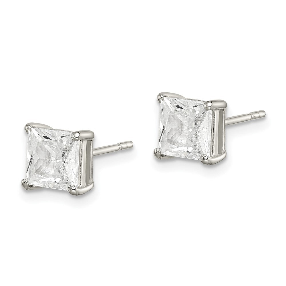 Sterling Silver Rhodium-plated Polished CZ Three Star Ear Climber Earrings