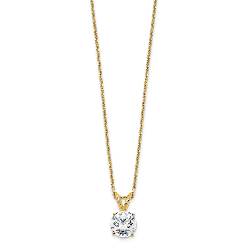 14k 1 carat Lab Grown Diamond VS+ F+ Round Complete Four Prong 18 inch Solitaire Pendant Necklace