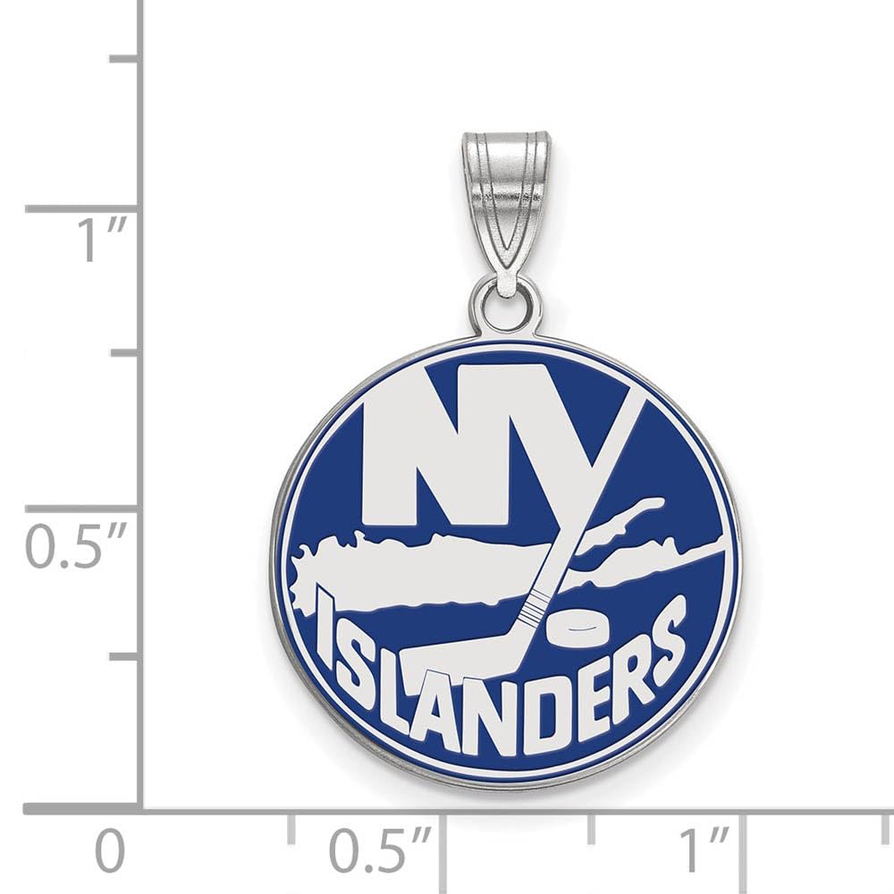 LogoArt NHL New York Islanders Sterling Silver Large Enamel Pendant