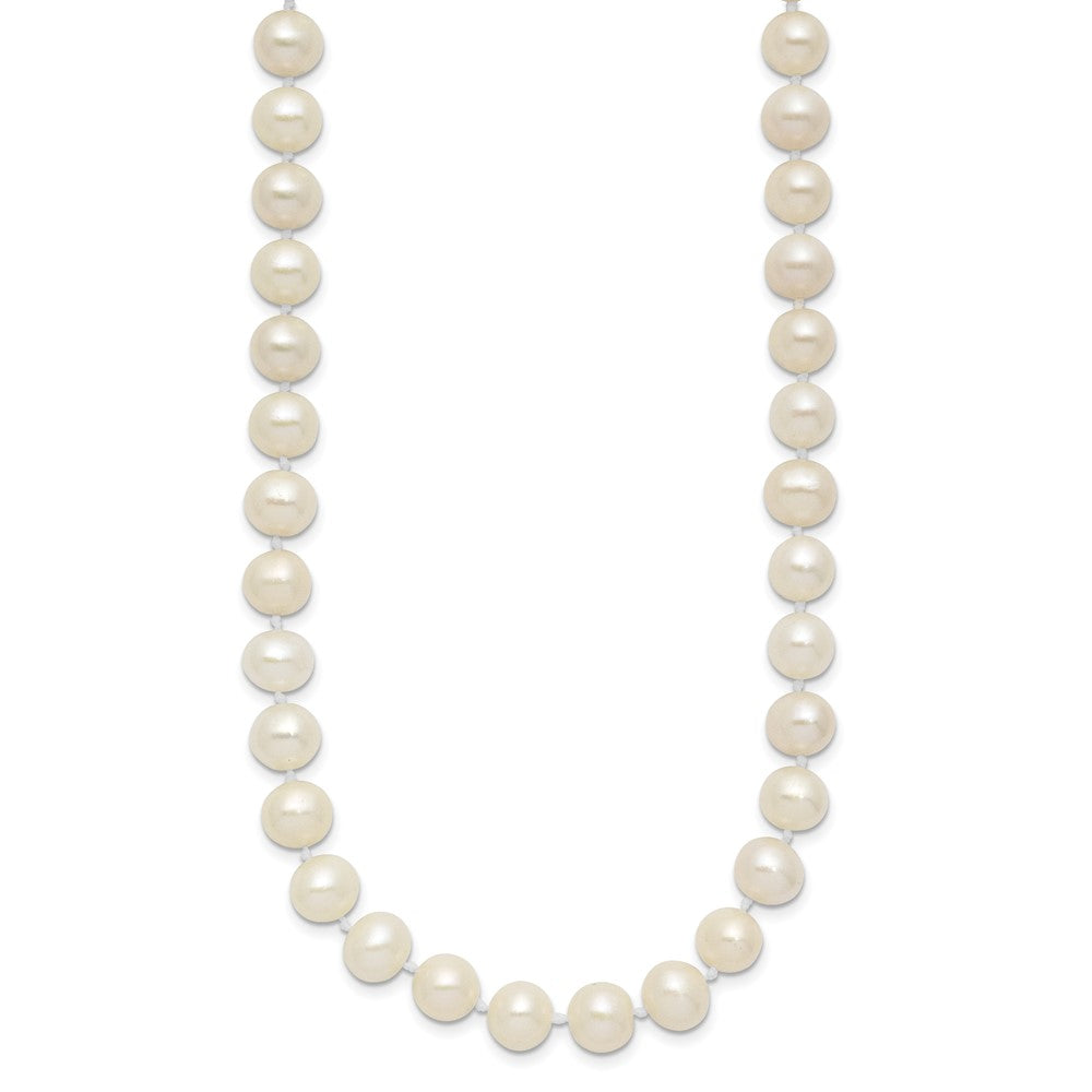 Sterling Silver Rhodium-plated 7-8mm White Near-Round Freshwater Cultured Pearl 24 inch Necklace 24 Inches