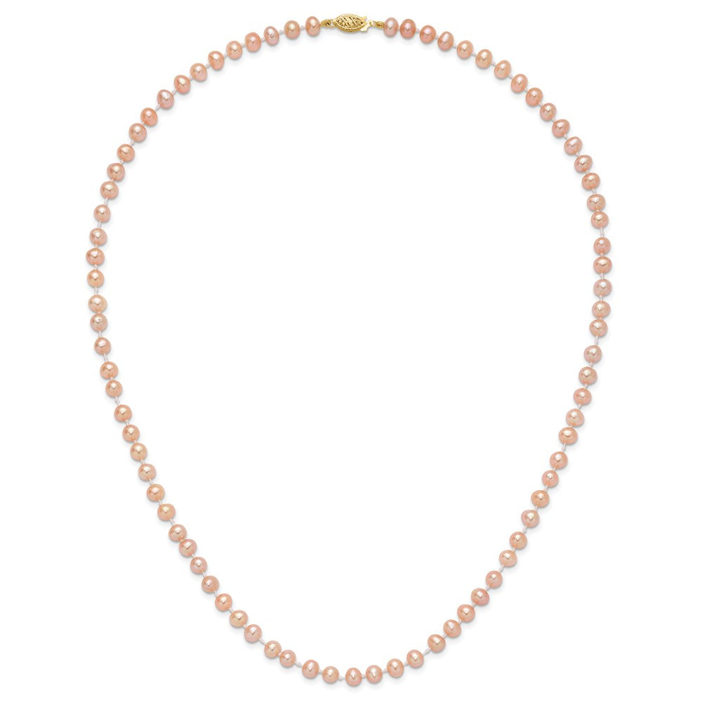14k 5-6mm Pink Near-Round Freshwater Cultured Pearl 20 inch Necklace