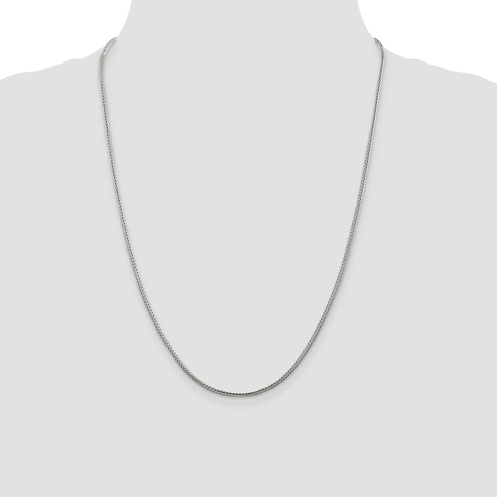 Sterling Silver 2mm Diamond-cut Round Franco Chain 24 Inches