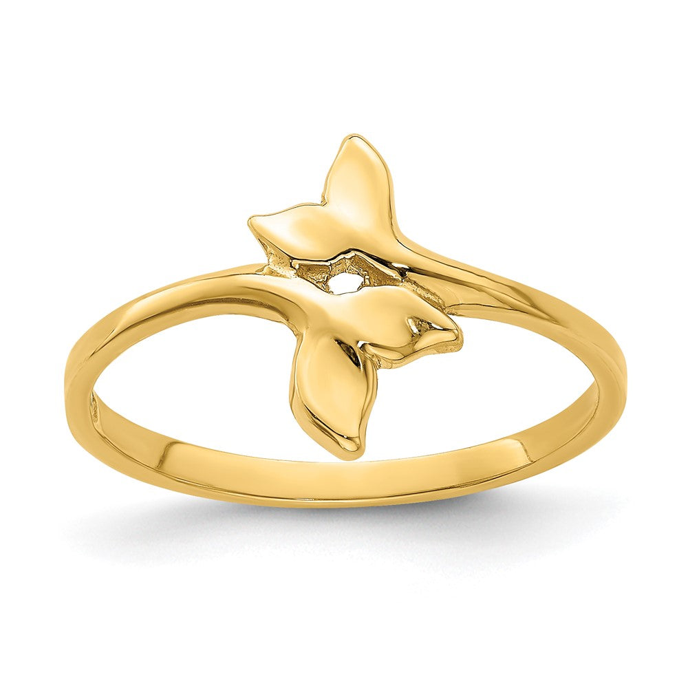 14K Gold Polished Double Whale Tail Ring Size 7