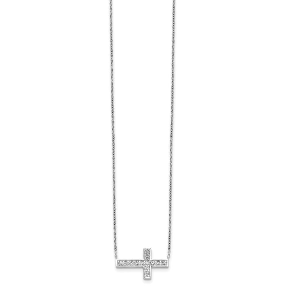 Sterling Silver CZ Cross Necklace 16 Inches