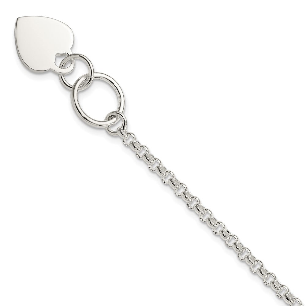 Sterling Silver Fancy Engraveable Heart Bracelet 7.5 inches