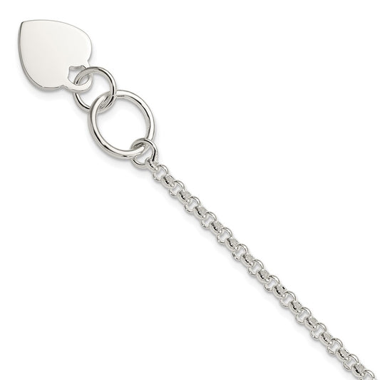 Sterling Silver Fancy Engraveable Heart Bracelet 7.5 inches
