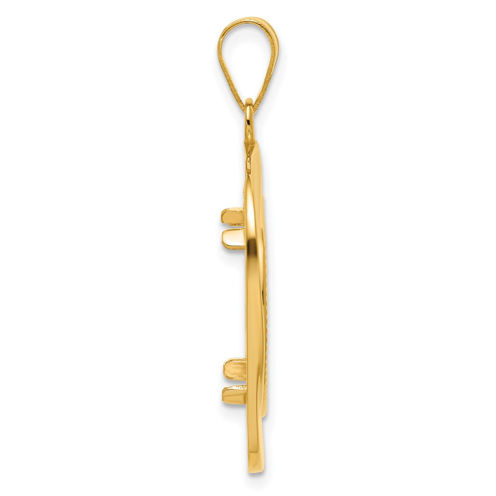 14k Diamond Cut Riptide with 16.5mm Prong Coin Bezel Pendant