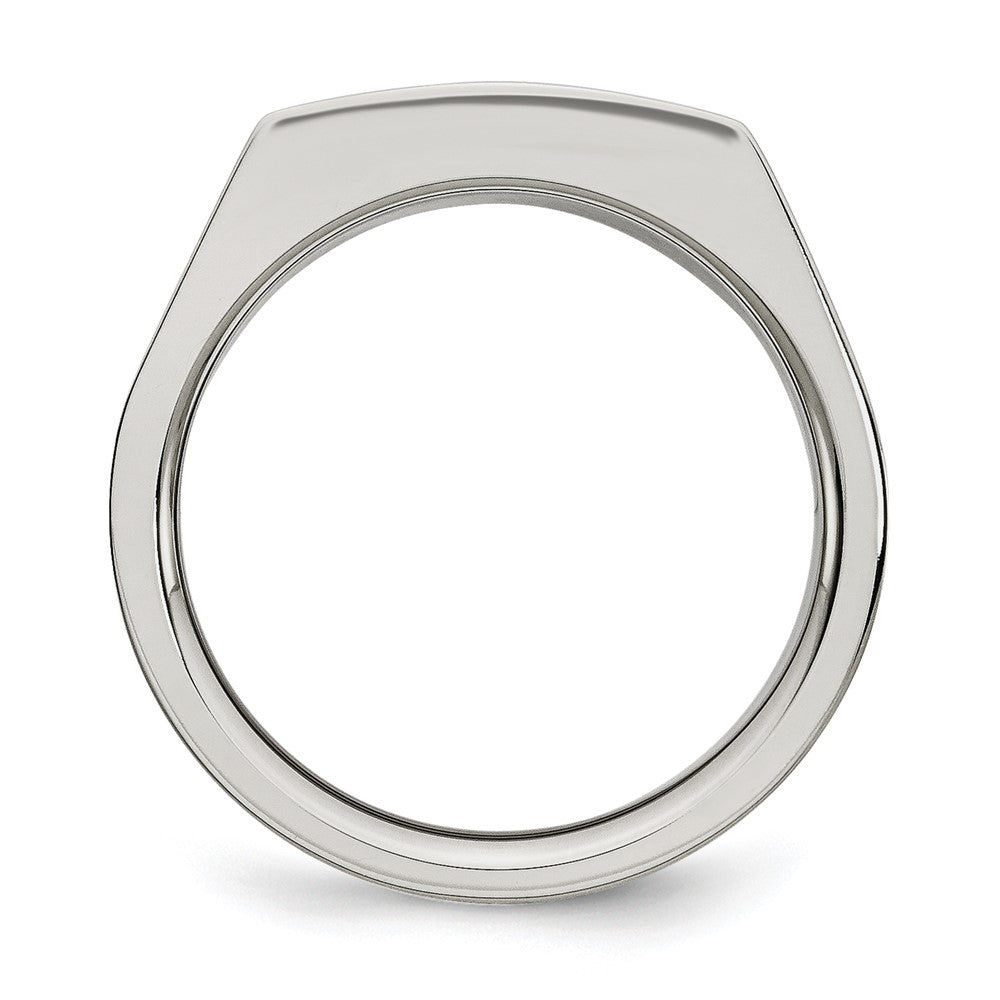 Stainless Steel Brushed and Polished w/Black CZ Ring Size - 12