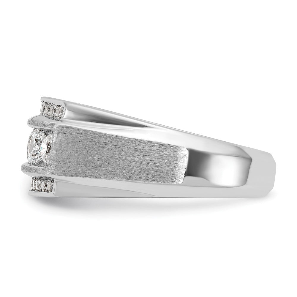 IBGoodman 14k White Gold 1 7/8 carat Lab Grown Diamond VS/SI+ G+ Complete Polished and Satin Three Row Men's Ring