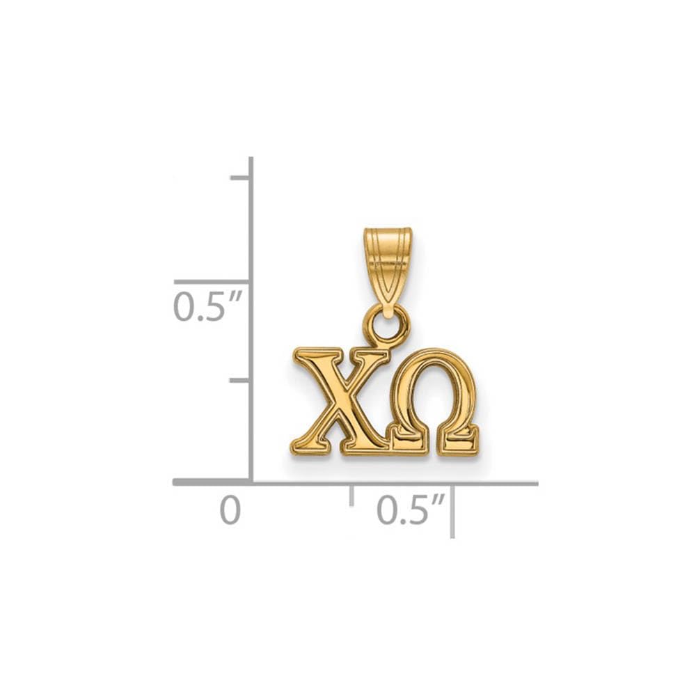 Sterling Silver w/ 14K Yellow Gold-Plated Official Licensed Greek Sororities Chi Omega (??) Small Pendant