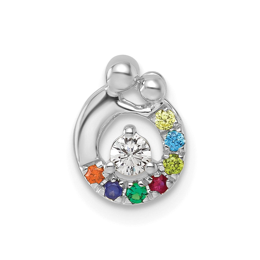 14k WG 7 Birthstone and Dia Mother/Child Chain Slide Semi-mount