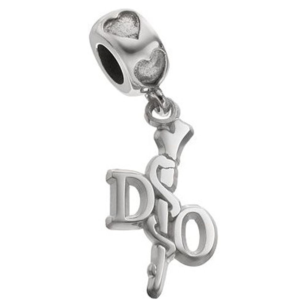 S/S OSTEOPATHIC DOC CADUCEUS ON HEART BEAD BAIL