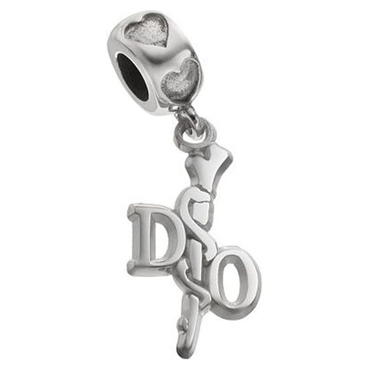 S/S OSTEOPATHIC DOC CADUCEUS ON HEART BEAD BAIL