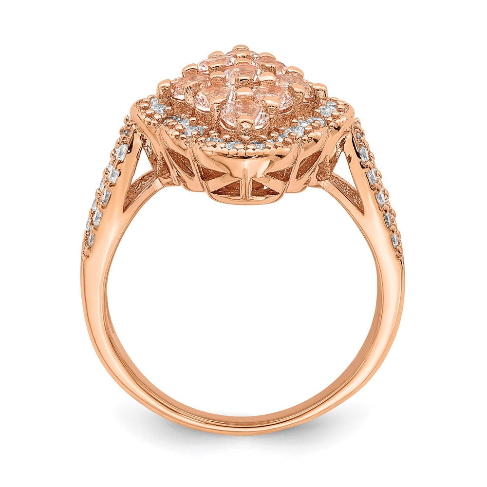 Sterling Silver Rose Gold-plated Imitation PinkSapphire/CZ Ring