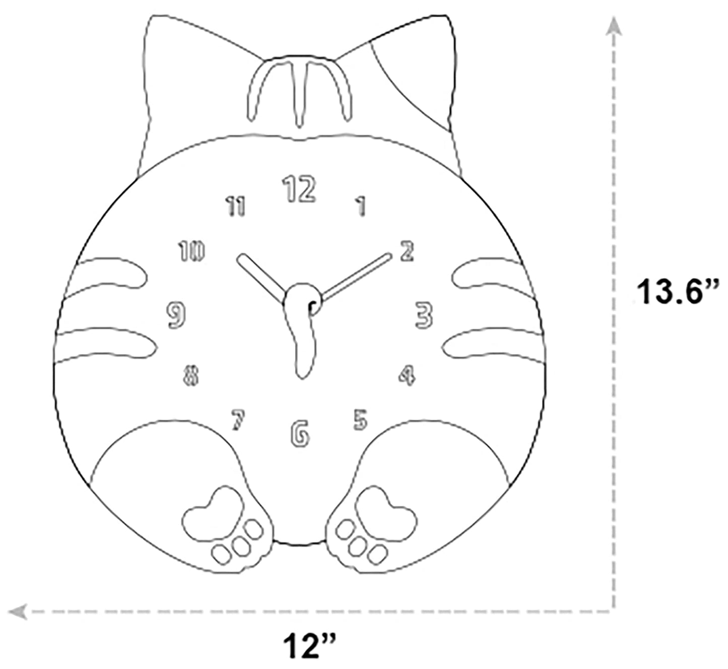 Modern Minimalist Silent Wall Clock Funny Animal Collection (Cat Butt)