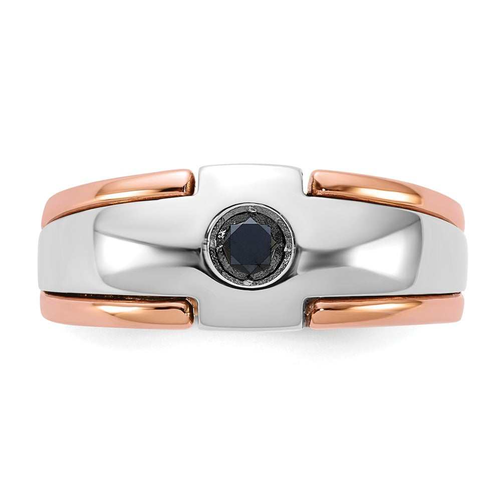 14k Two-tone White/Rose Gold IBGoodman Men's 1/4 carat Black Diamond Complete Ring Size 10