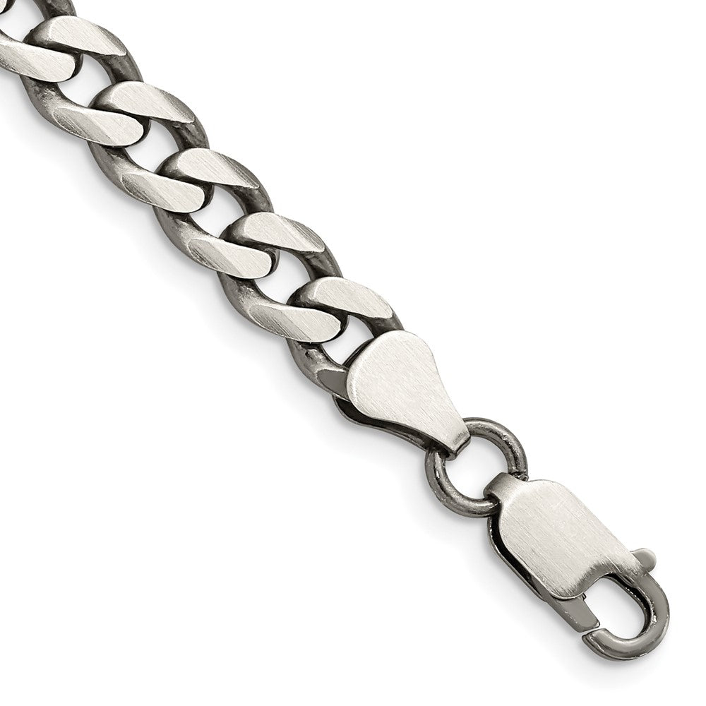 Sterling Silver Antiqued 6.5mm Curb Chain 8 inches
