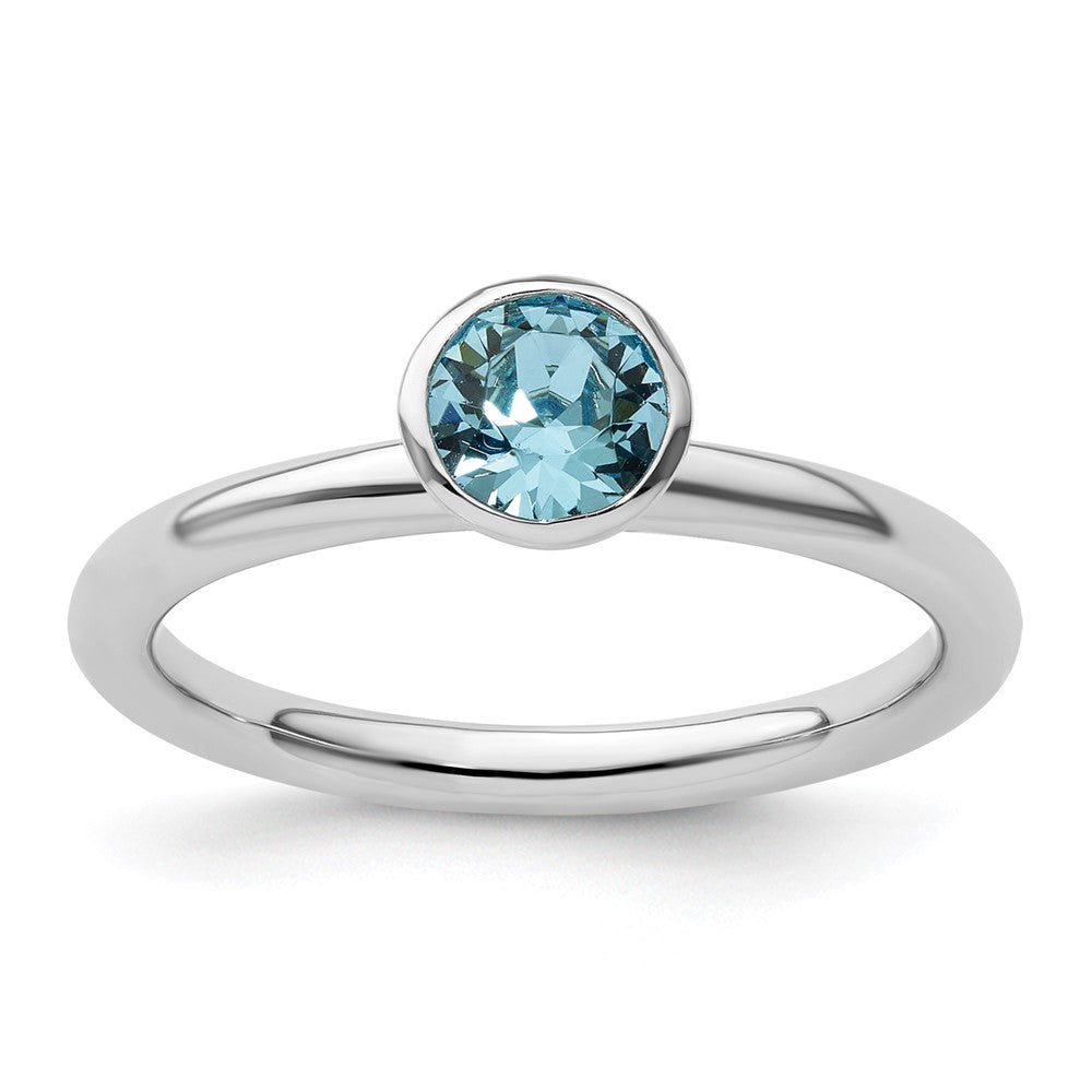 Sterling Silver Stackable Expressions High 5mm March Crystal Ring Size -9