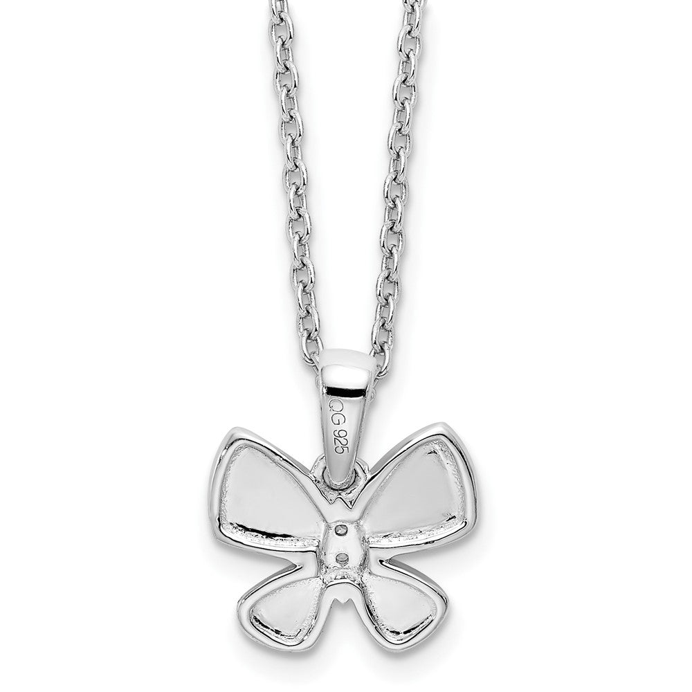 White Ice Sterling Silver Rhodium-plated 18 Inch Diamond Butterfly Necklace with 2 Inch Extender 18 Inches
