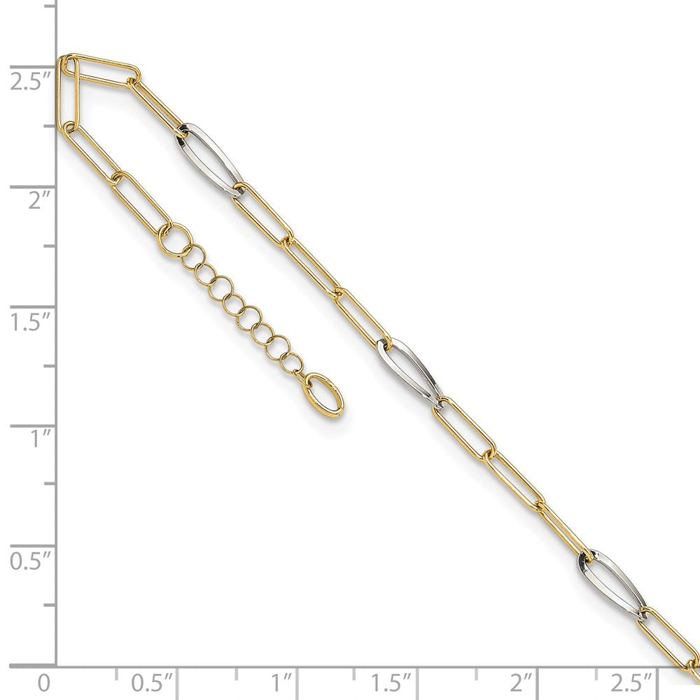 14K Two-tone Fancy Link with 1in. ext Anklet