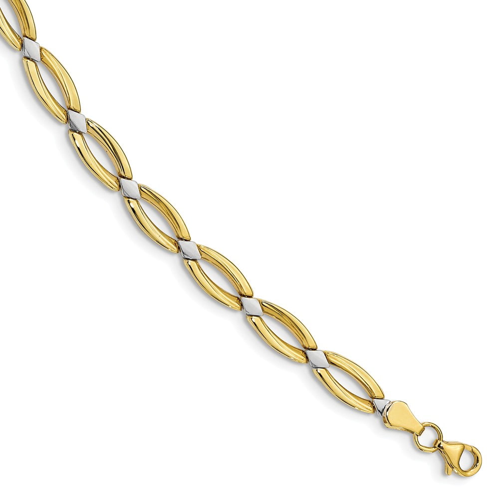 10k Two Tone Gold Fancy Link Bracelet