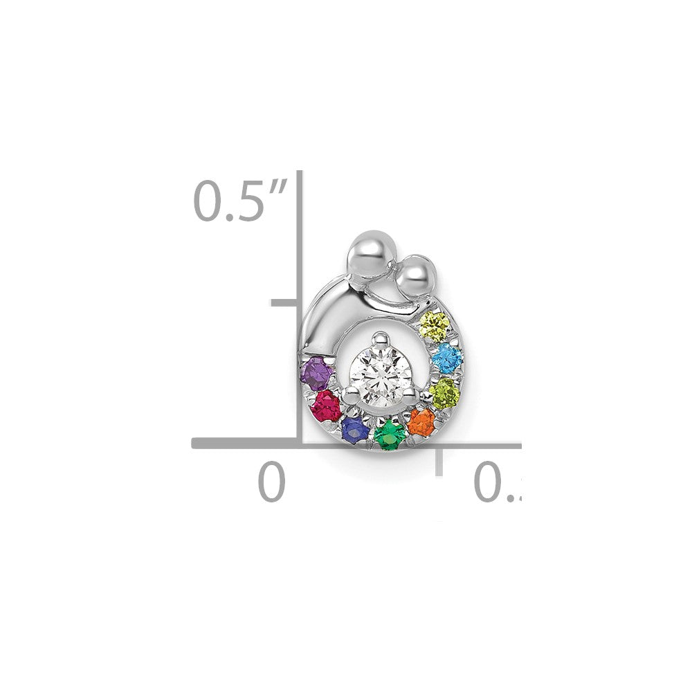 14k WG 8 Birthstone and Dia Mother/Child Chain Slide Semi-mount