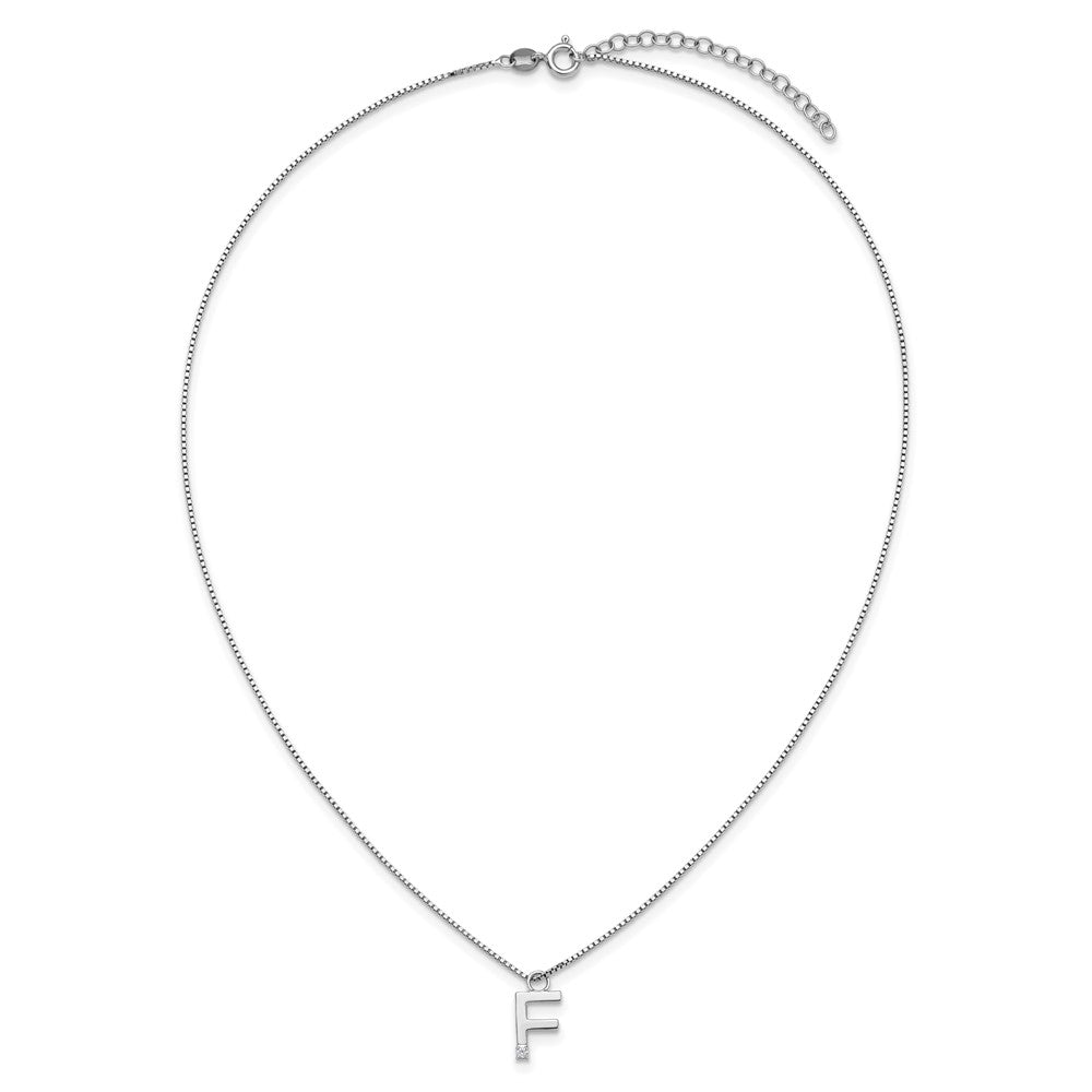 White Ice Sterling Silver Rhodium-plated 18 inch Diamond Letter F Initial Necklace plus 2 inch Extender 18 Inches