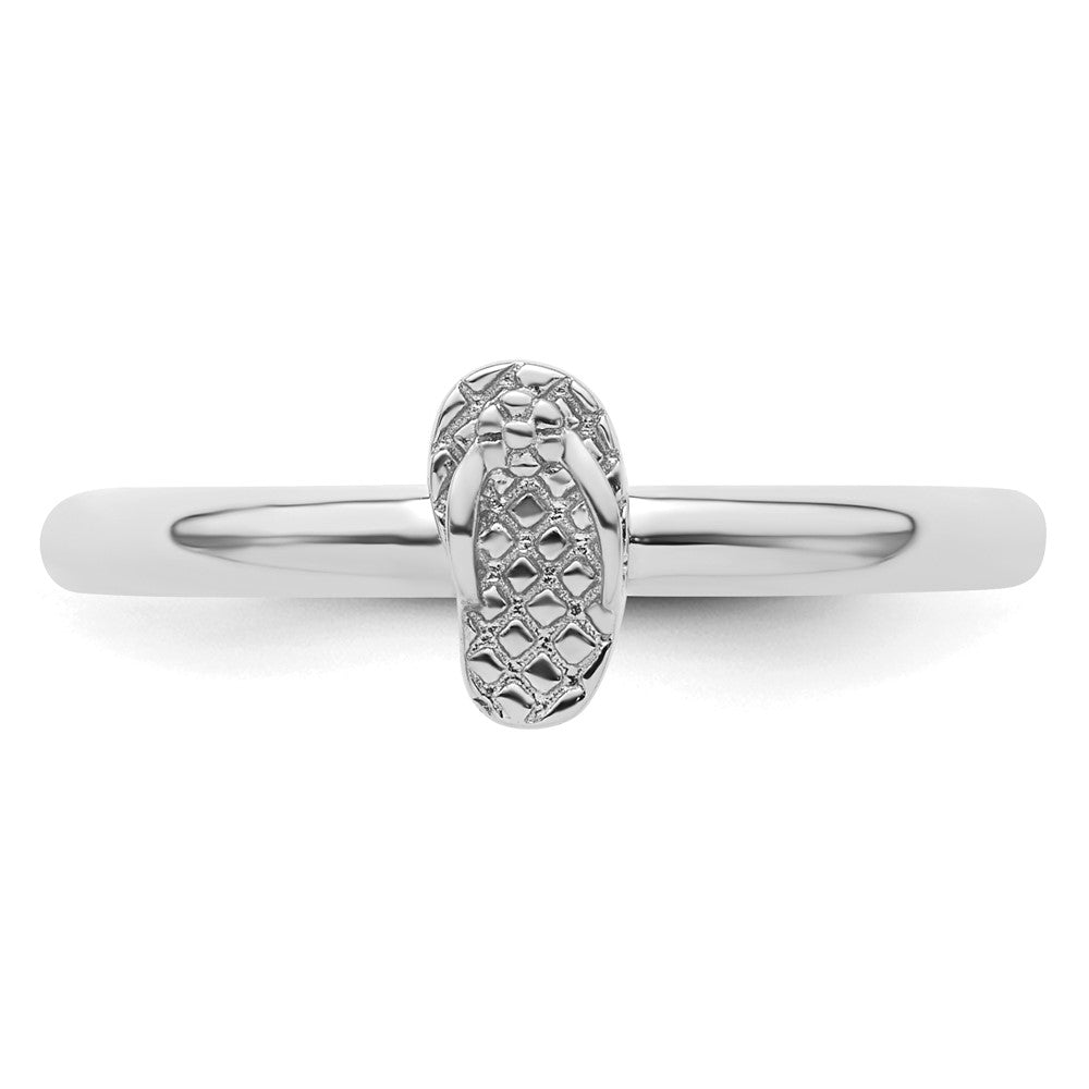 Sterling Silver Stackable Expressions Rhodium Flip Flop Ring Size -9