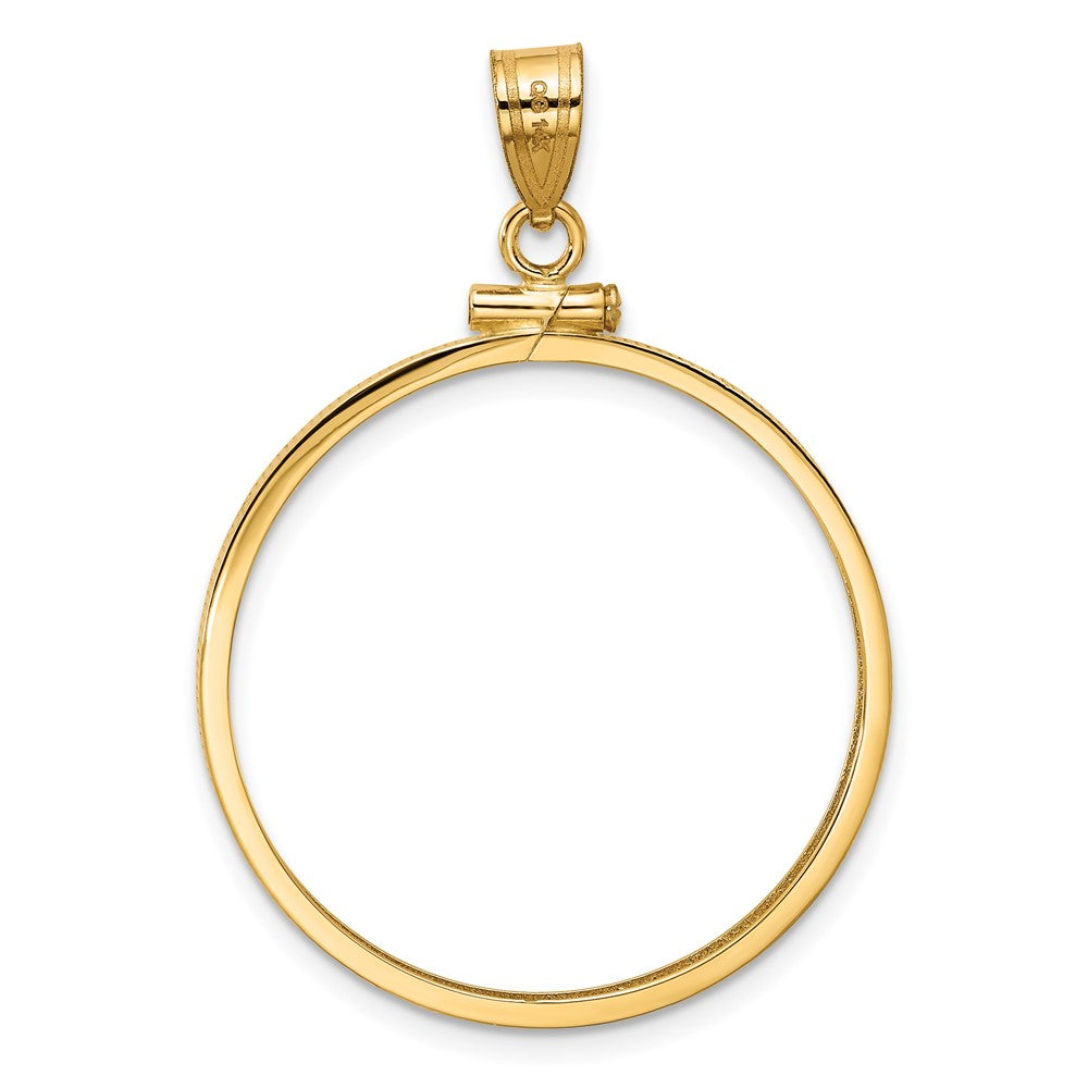 Wideband Distinguished Coin Jewelry 14k Polished 27.5mm x 2.1mm Screw Top Coin Bezel Pendant