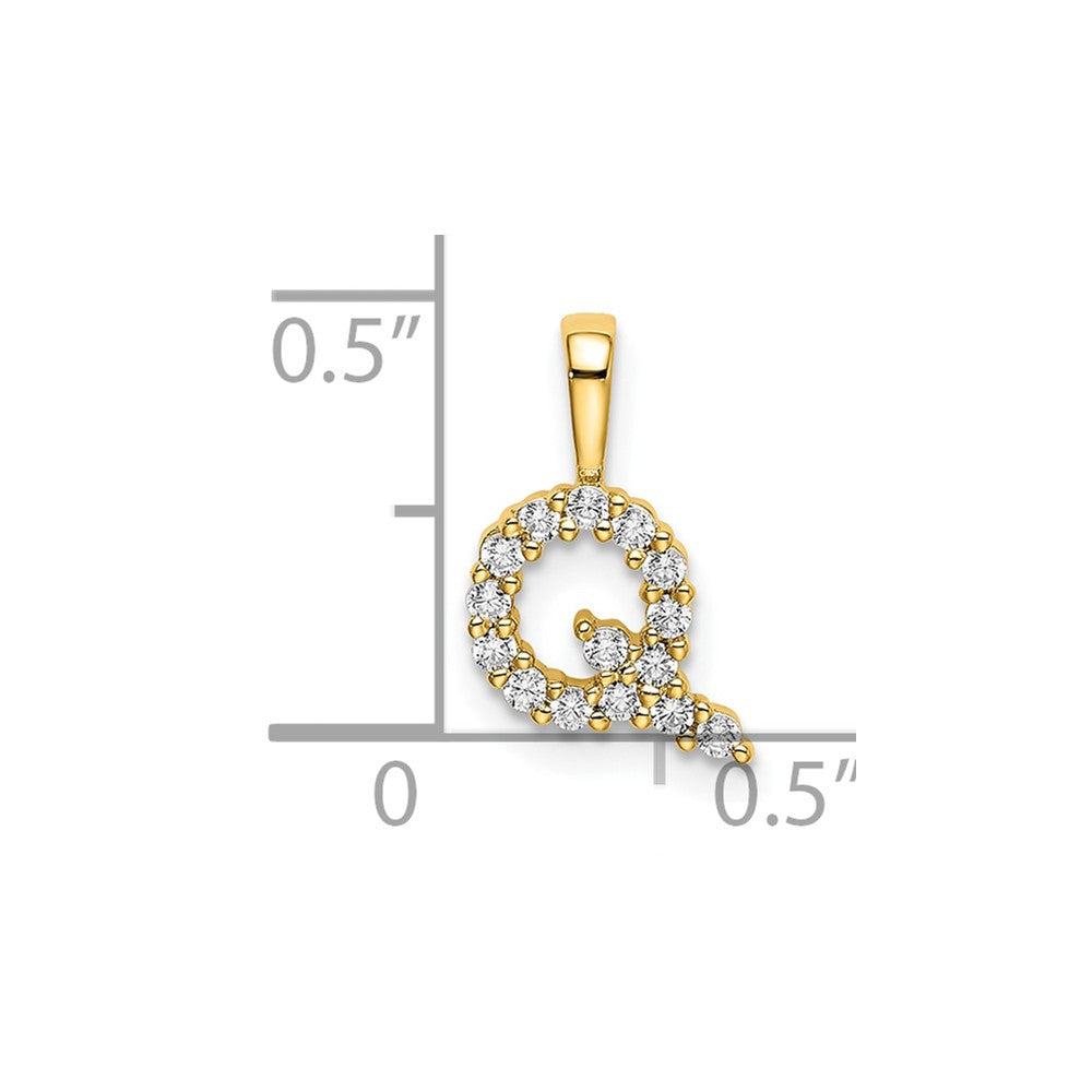 14k 1/6 carat Lab Grown Diamond VS/SI+ G+ Letter Q Initial Pendant