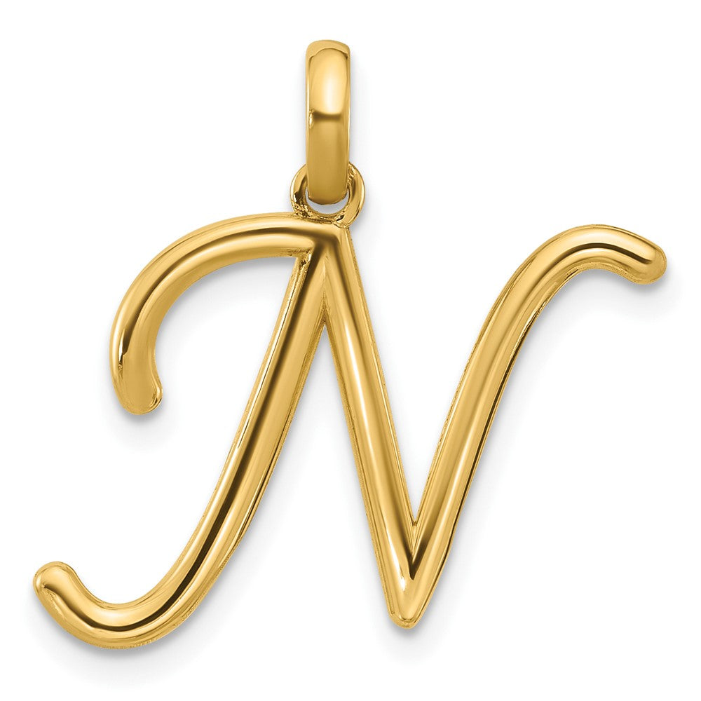 14k Yellow Gold Fancy Letter N