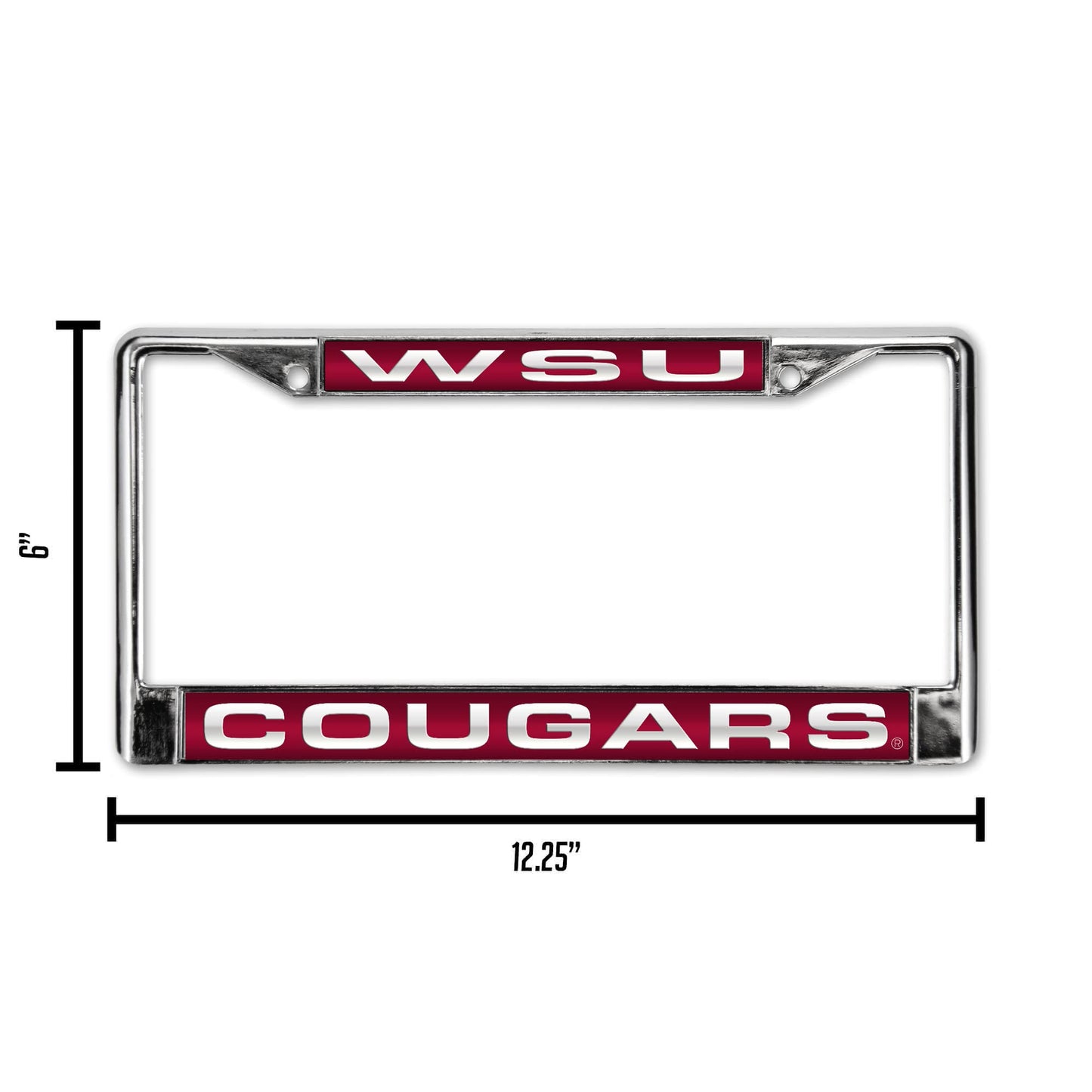 Collegiate Washington State Red Laser Chrome Acrylic License Plate Frame QGC7008