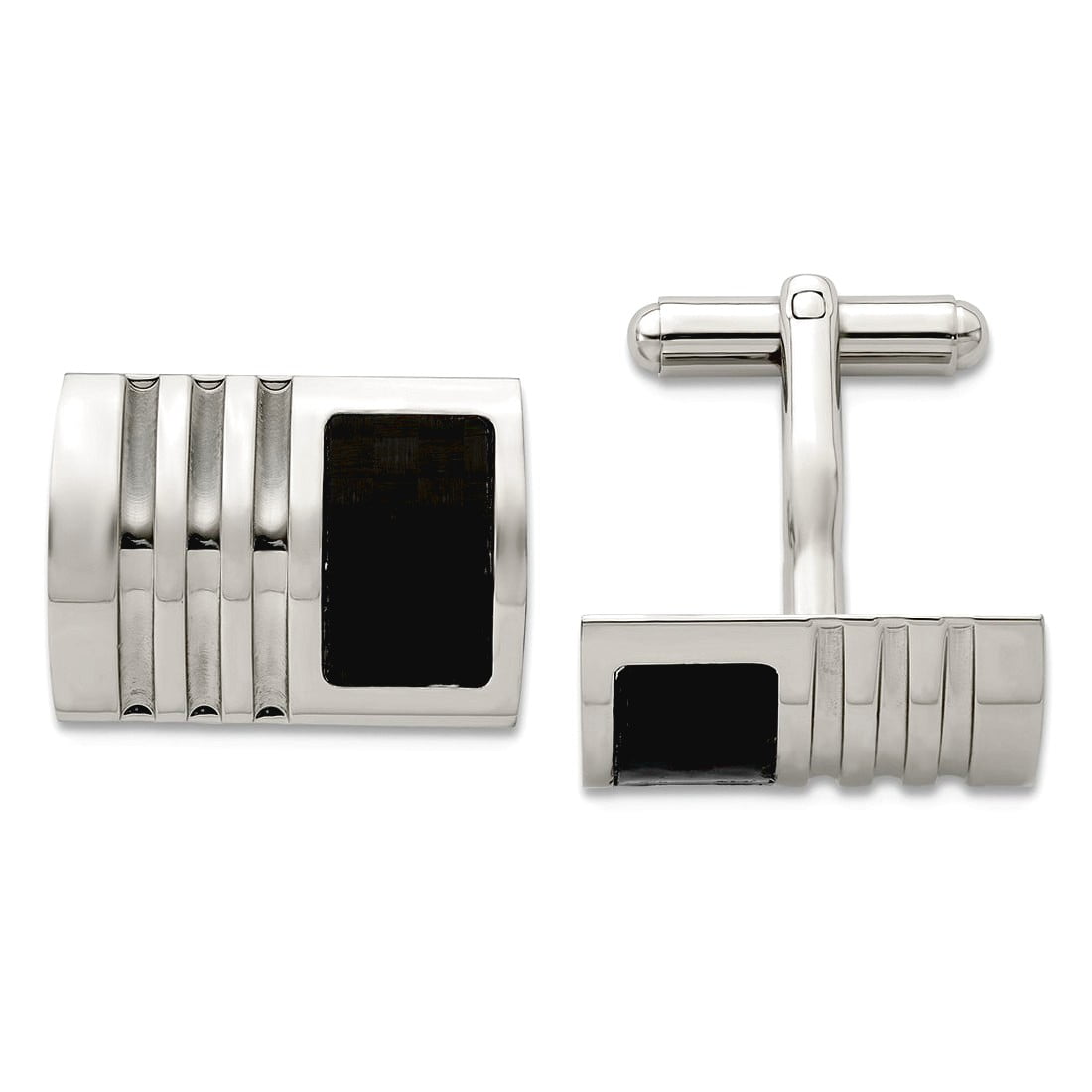 Stainless Steel Brushed Carbon Fiber Cuff Links 78x32mm Wide-Cuff Link for Men