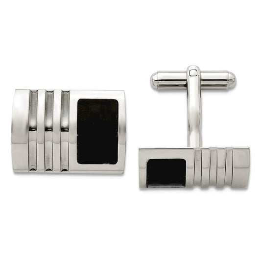 Stainless Steel Brushed Carbon Fiber Cuff Links 78x32mm Wide-Cuff Link for Men