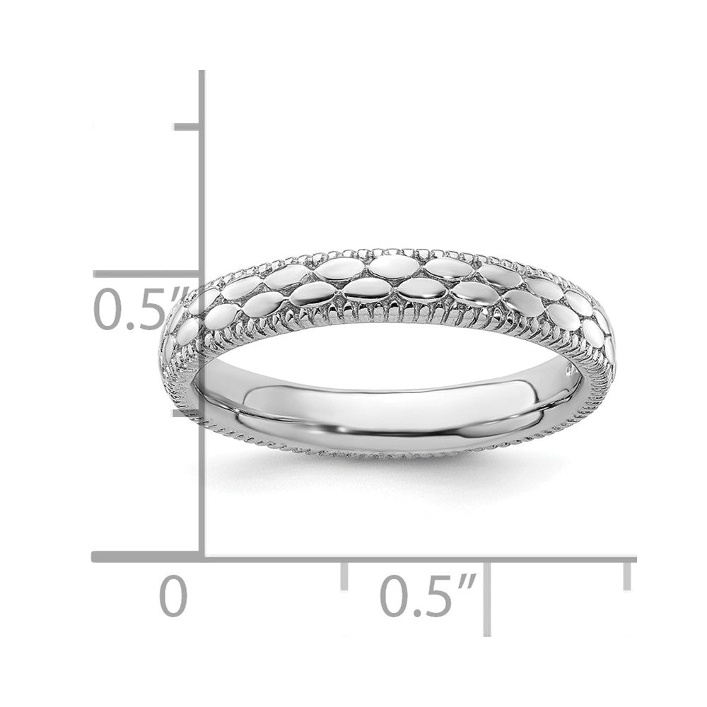 Sterling Silver Stackable Expressions Rhodium-plated Patterned Ring Size -8