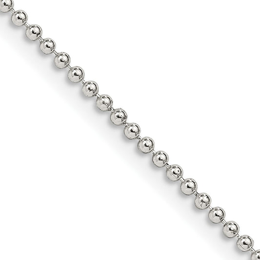 Sterling Silver 1.5mm Beaded Chain 22 Inches
