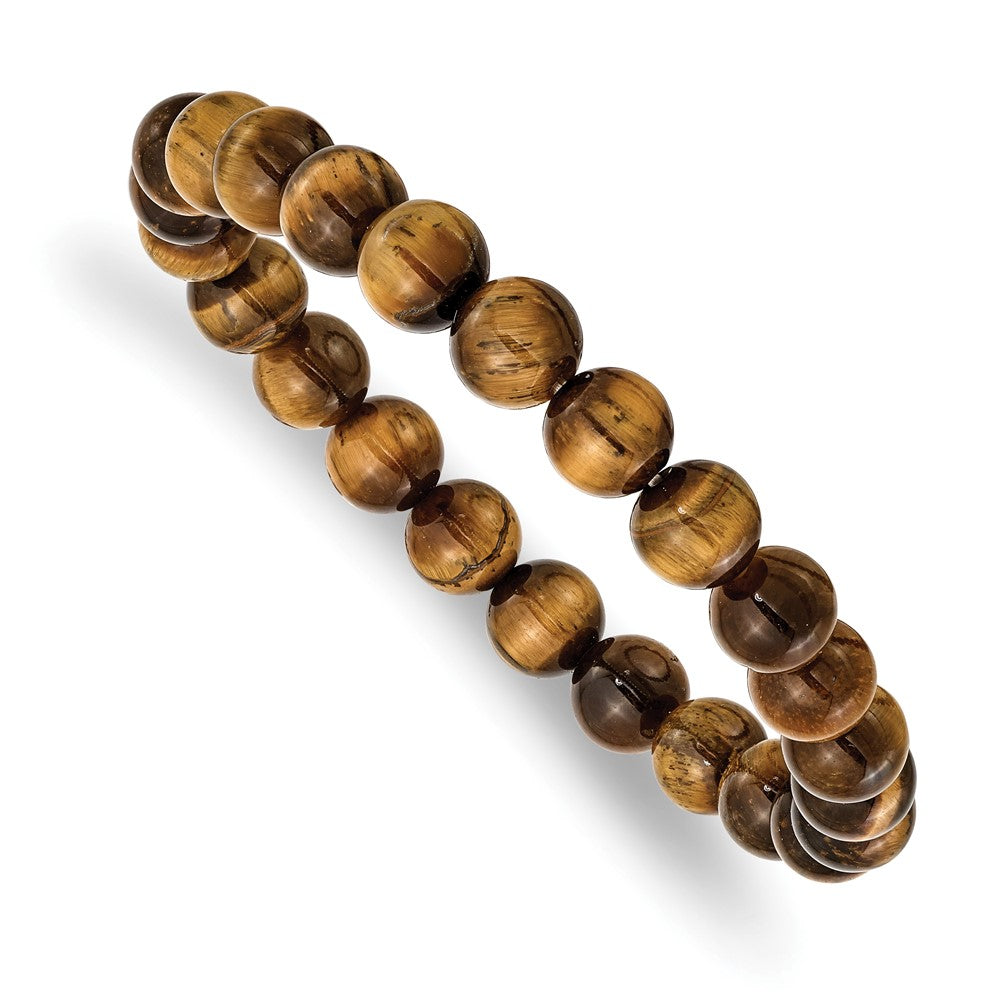 Beaded Stretch Yellow Tiger's Eye Agate Bracelet 6.75 inches