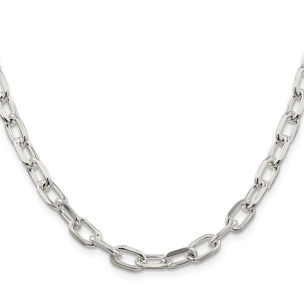 Sterling Silver 6.65mm Diamond-cut Long Link Cable Chain 24 Inches