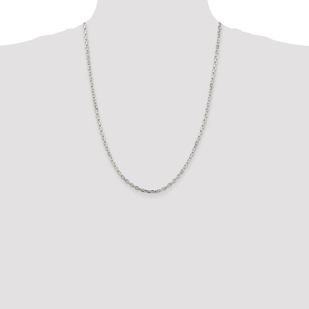 Sterling Silver 3.25mm Beveled Oval Cable Chain 24 Inches