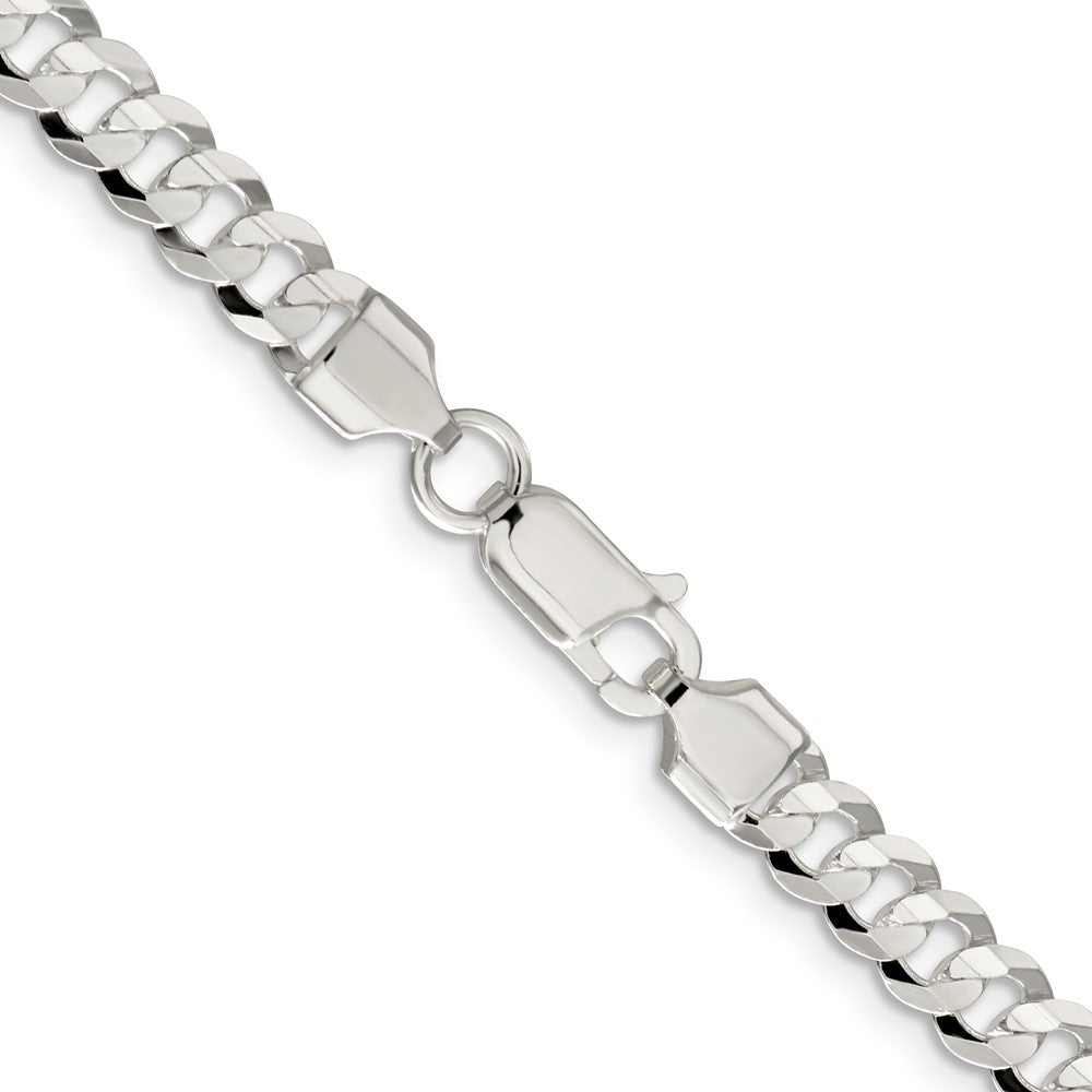 Sterling Silver 5.65mm Concave Beveled Curb Chain 24 Inches