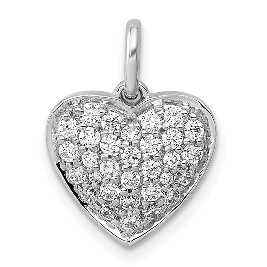 14k White Gold 1/2 carat Lab Grown Diamond VS/SI+ G+ Cluster Heart Pendant