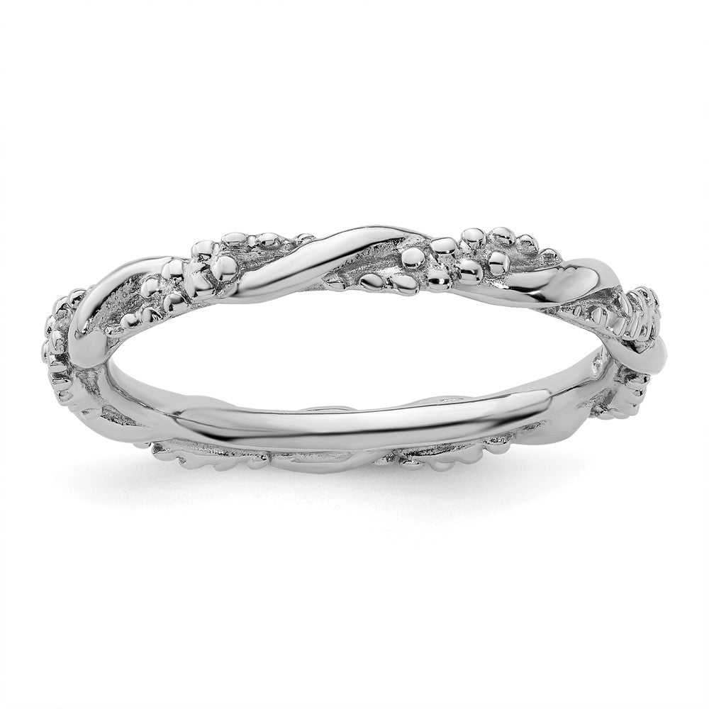 Sterling Silver Stackable Expressions Rhodium Twist Ring Size -6
