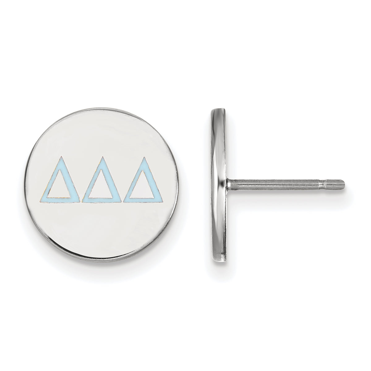 Sterling Silver Official Licensed Greek Sororities Delta Delta Delta (???) Enameled Post Earrings