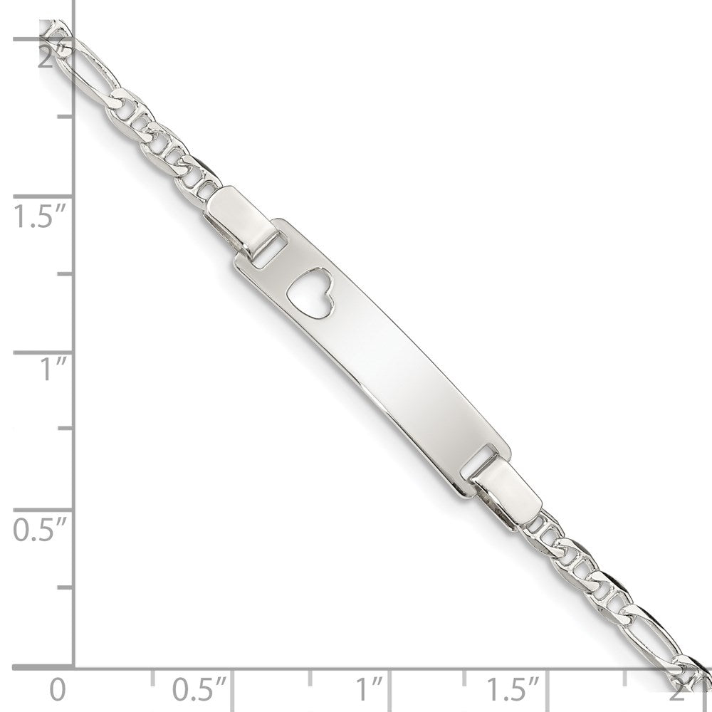 Sterling Silver Baby ID with Cut-out Heart Bracelet 5.5 inches