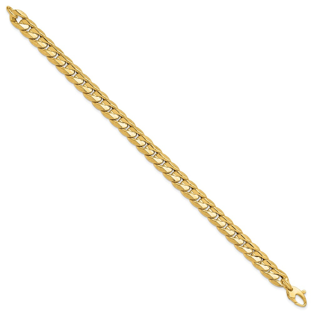 14K Polished and Textured Fancy Curb Men's Bracelet 8.5  inches