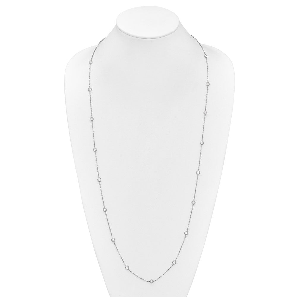 Sterling Silver Rhodium-plated 16-Station CZ Polished Necklace 36 Inches