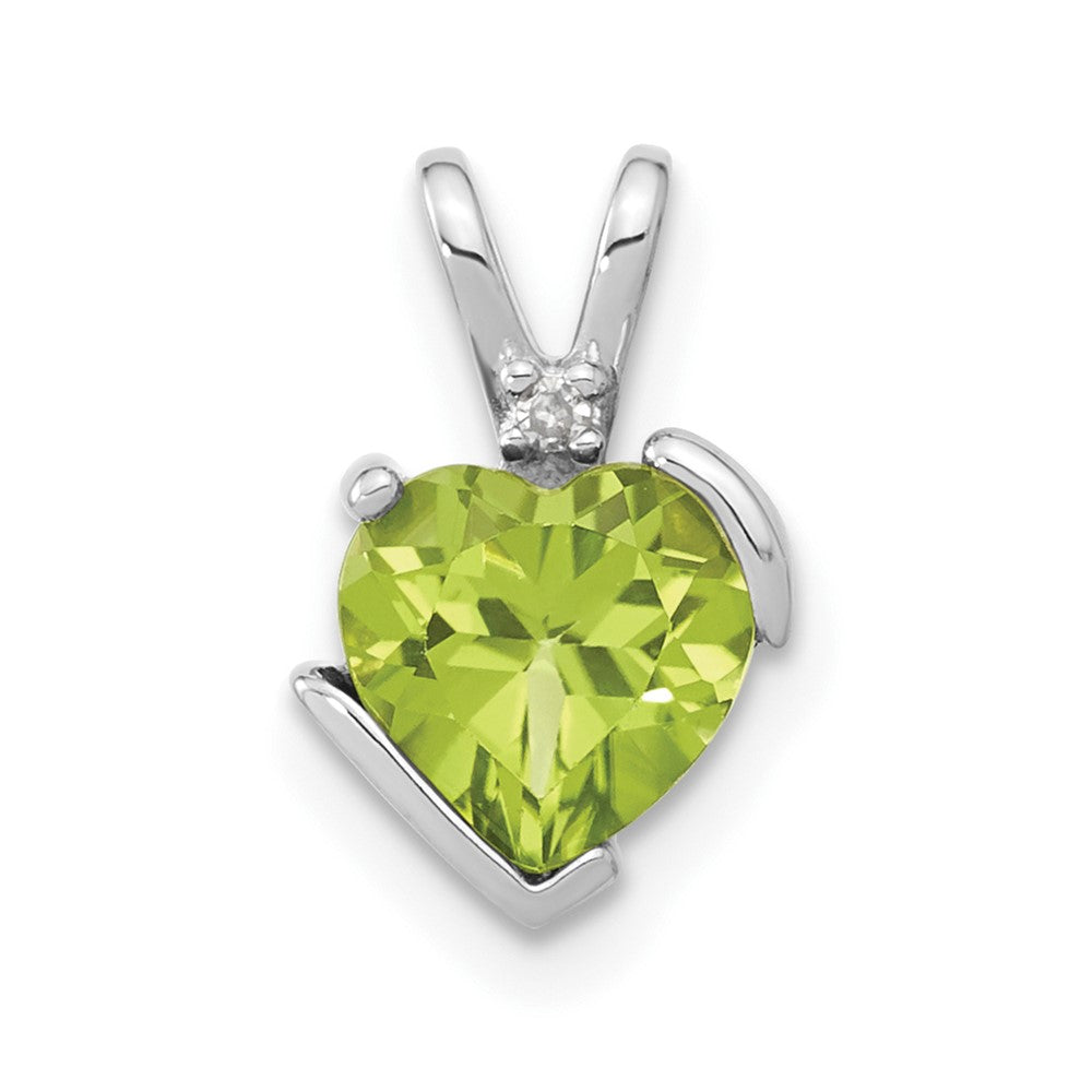 Sterling Silver Peridot and Diamond Heart Chain Slide