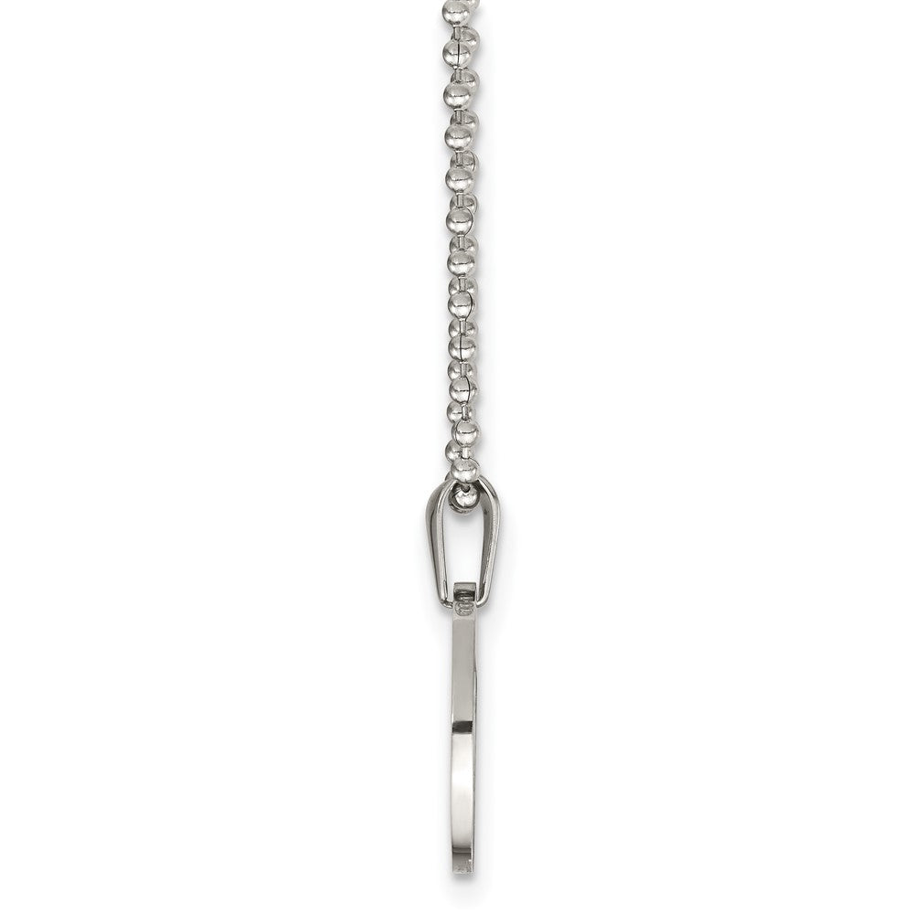 Stainless Steel Brushed & Polished Round 2mm Dog Tag 24in Necklace