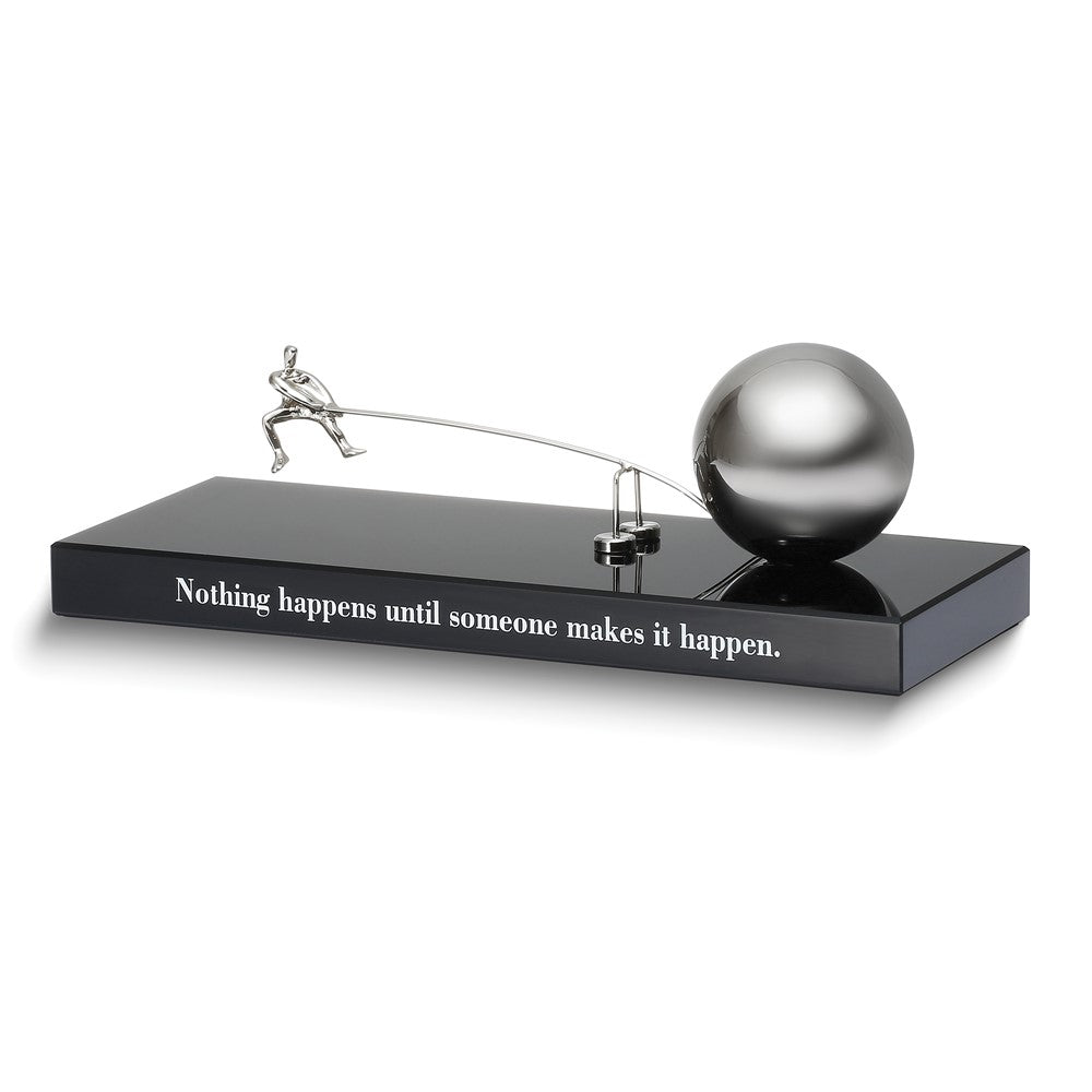 Action Metal Figure and Ball with Mahogany Finish Wood Base Inspirational Desk Sculpture/Award